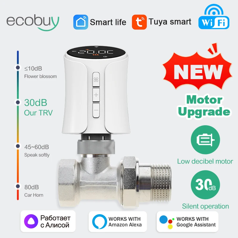 Tuya Smart WiFi Thermostatic Valve  Actuator Radiator TRV APP Remote Temperature Heating Controller Work with Alexa Google Home