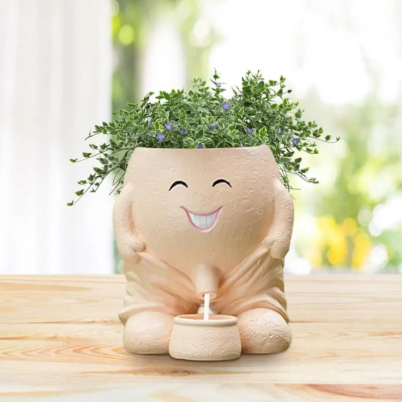 

Human Face Flower Pot Plant High Gardening Vase Outdoor Plants Head Flower Pots with Drainage Hole for Offices Garden Patio