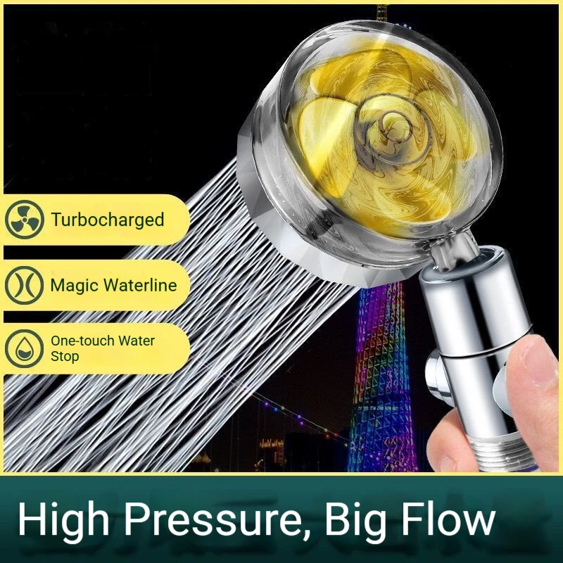 

1/2 Piece Set of Turbo Gold Showerheads, Practical Bathroom Essentials, Slim Waist Design, High-Pressure Showerhead, Rain Shower, High-Pressure Shower Set, Super Powerful Turbocharged Showerhead