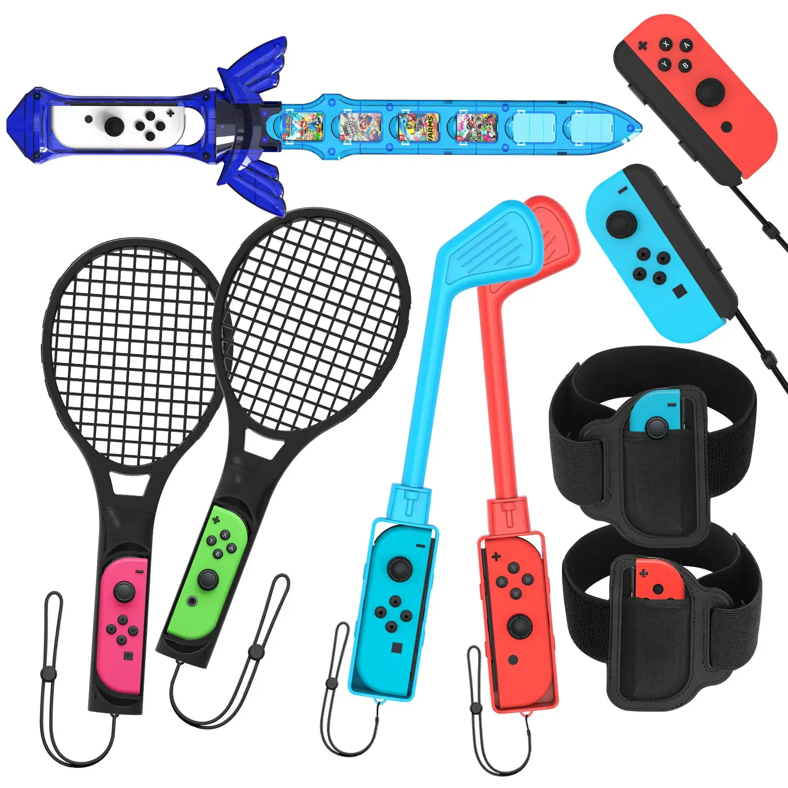 

JYS-NS236 9-in-1 Somatosensory Sport Set For Switch Sports Bundles For Switch Sports Game Kit With Golf Club Gaming Lightsaber