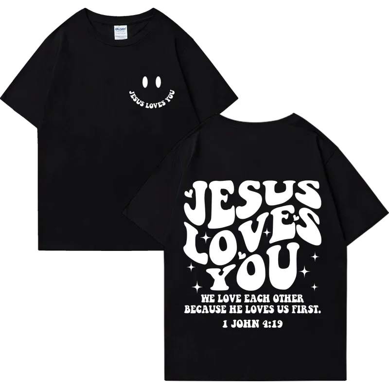 

Limited Edition Jesus Loves You print T Shirt Men Women vintage Hip Hop streetwear short sleeve Cotton Unisex t-shirts