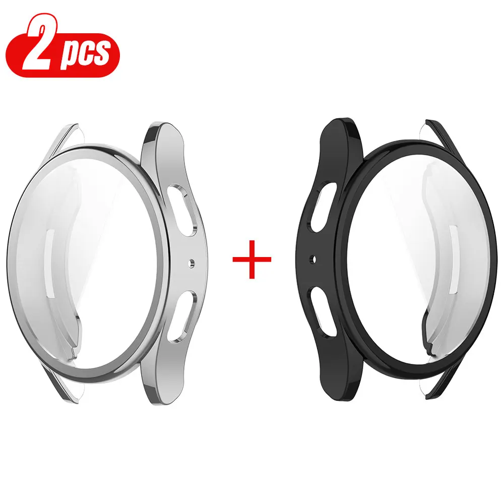 2PCS TPU Full Case For Samsung Galaxy Watch 7-FE 5 4 40/44mm Cover Coverage Plating Bumper Screen Protector watchcase Accessorie