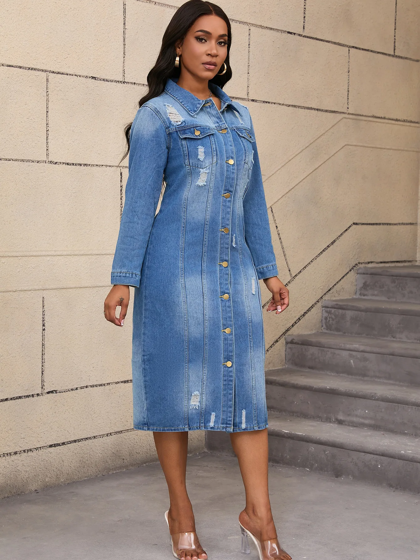 Women's Casual Long Hole Denim - огляд і ціна Patchwork Jean Jacket
