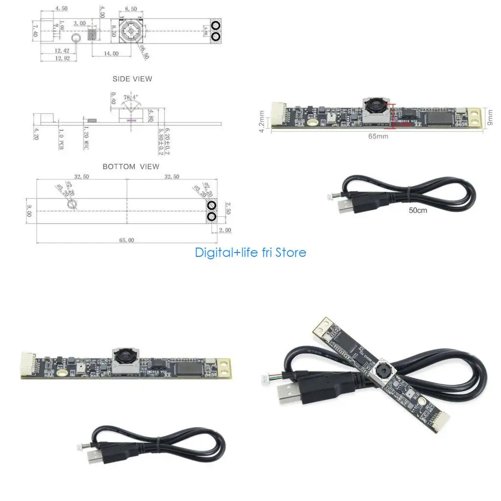 E06D 13MP USB Camera Module 4K AutoFocus Builts in Microphone OV13B10(1/3.06inch) for Window System DistortionFree Lens