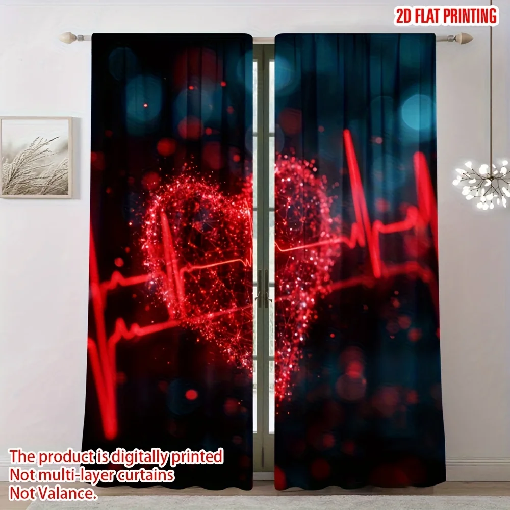 Electro-particle heart-shaped love curtains, pole-mounted installation. Suitable for living rooms, bedrooms dining rooms hotels