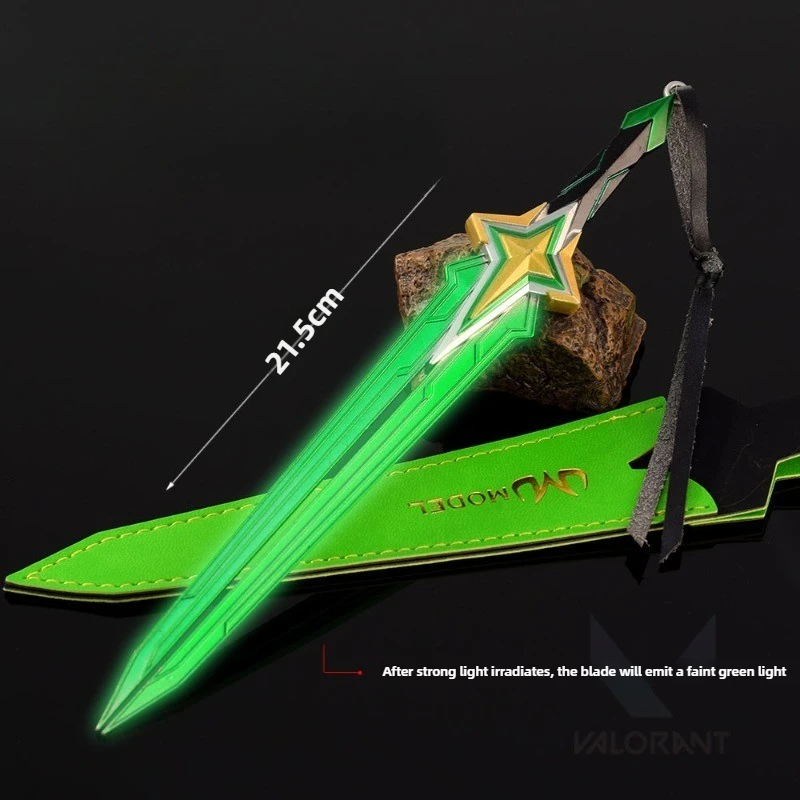 22cm/8.66in Valorant Model Broni Peryferyjnej Popularny Wojskowy Metalowy Skórzany Pokrowiec Rękodzieło Ozdoby Kolekcja Prezent