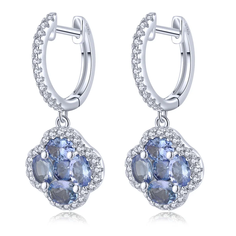 

Подлинные серьги 1,5 карата, серебро 925, оригинальные серьги-клипсы из натурального танзанита, серьги с танзанитом для женщин, ювелирные изделия из серебра 925 пробы