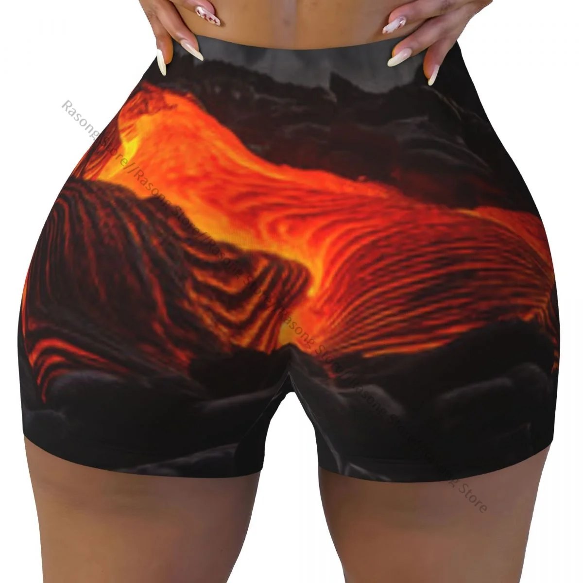 섹시한 타이트한 엉덩이 스포츠 반바지 Lava Flow Magma Emerges 피트니스 여성의 편안한 요가 반바지