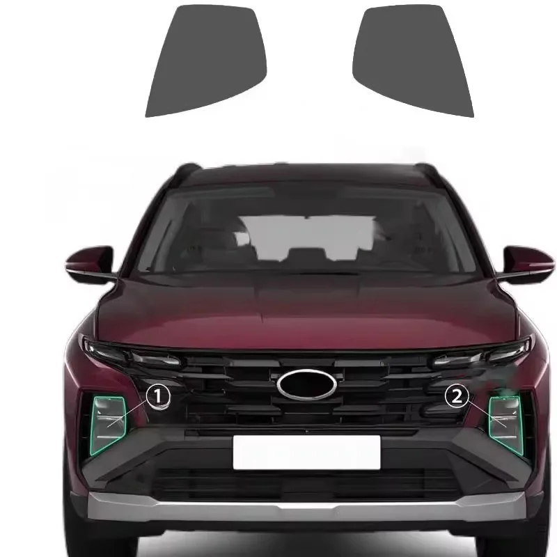 For Hyundai Tucson Basic 2025 2 Pcs Pre Cutting Car Headlight Car Protective Repair Film Transparent Smoked Black TPU Sticker