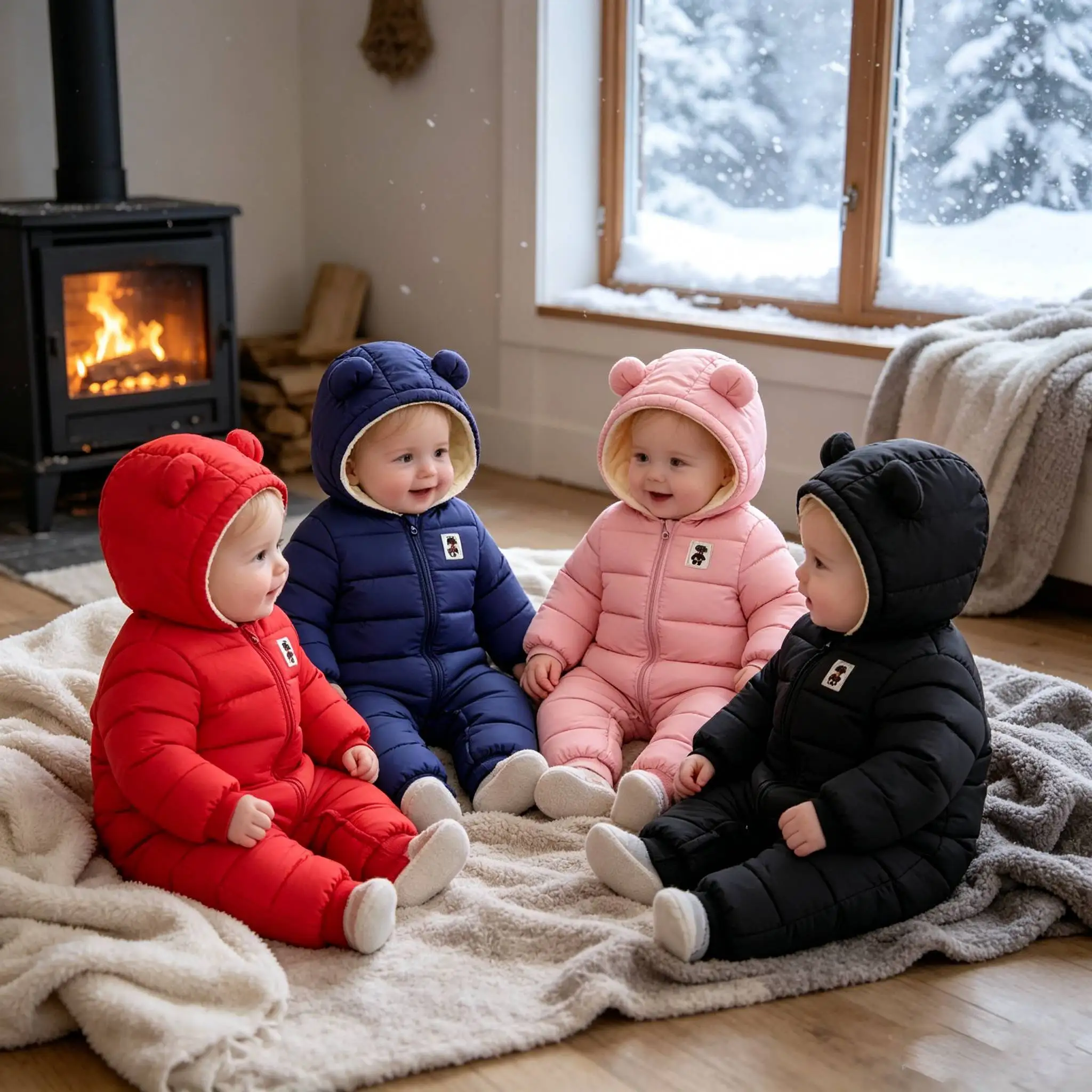 Baby-Winter-Schneeanzug mit Bärenohren, Strampler-Overall für Neugeborene, Jungen und Mädchen, warmer Outdoor- und Indoor-Einteiler