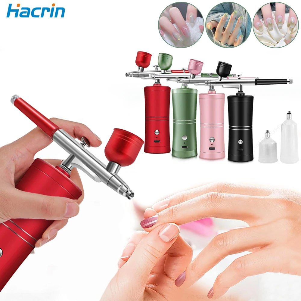 

Airbrush Portable Mini Nail Air Brush With Compressor Kit for Nail Art Manicure Craft Pastry Model Paint Nano Sprayer Gun 350Kpa