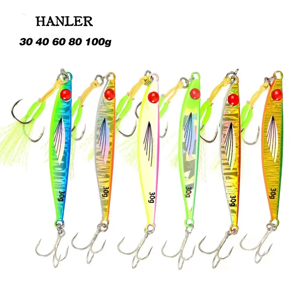 

HANLER New 1/pcs Metal Jig Fishing Lure Spoon Lure Bait Slow Jig Lure Rocking Iron Plate Simulation Lead PVC Fishing Lure Bait