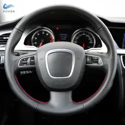 Braids On Steering Wheel For Audi A3 8P 2008-2013 A4 B8 2008-2010 A5 2008-2010 Car Steering Wheel Hand Stitched Leather Cover