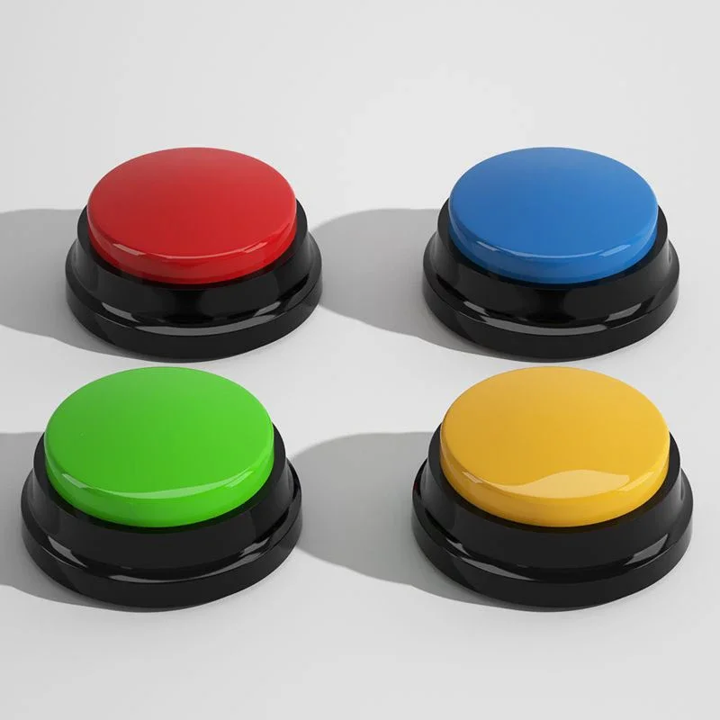 4 Uds. Zumbador de respuesta grabable, botón de respuesta, zumbador de espectáculo de juegos, botón grabable, zumbador de aula, zumbador de entrenamiento para mascotas