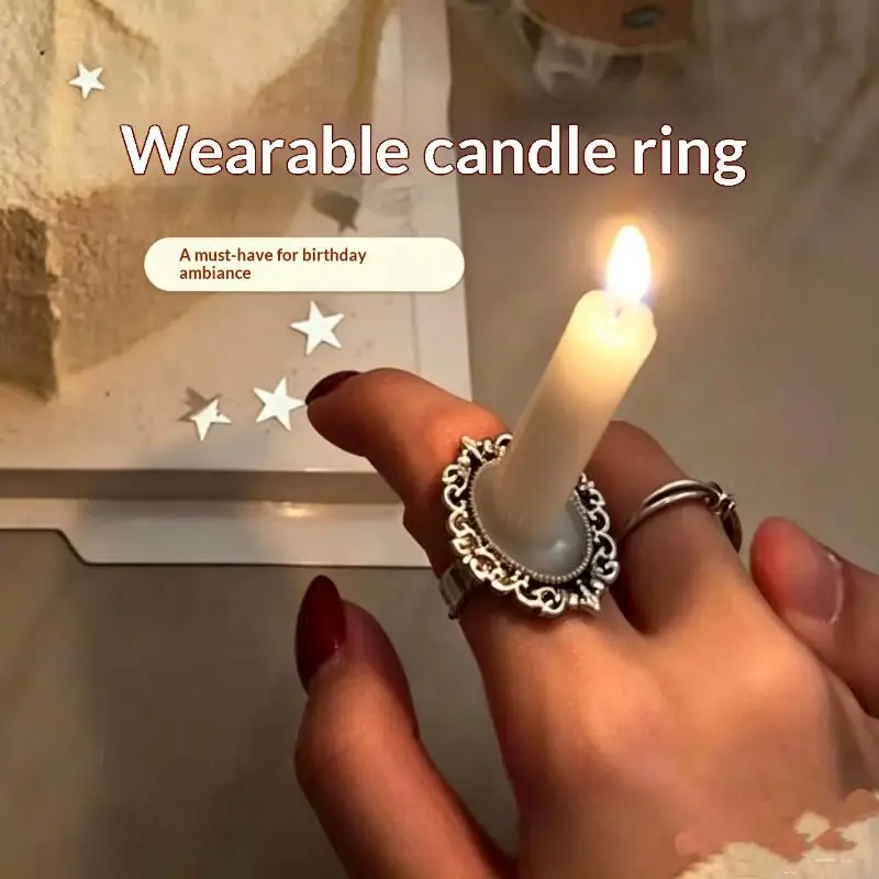 Creative Candle Birthday Ring Elliptical Base DIY Jewelry Making Accessory for Art Class Craft Project Party Gift