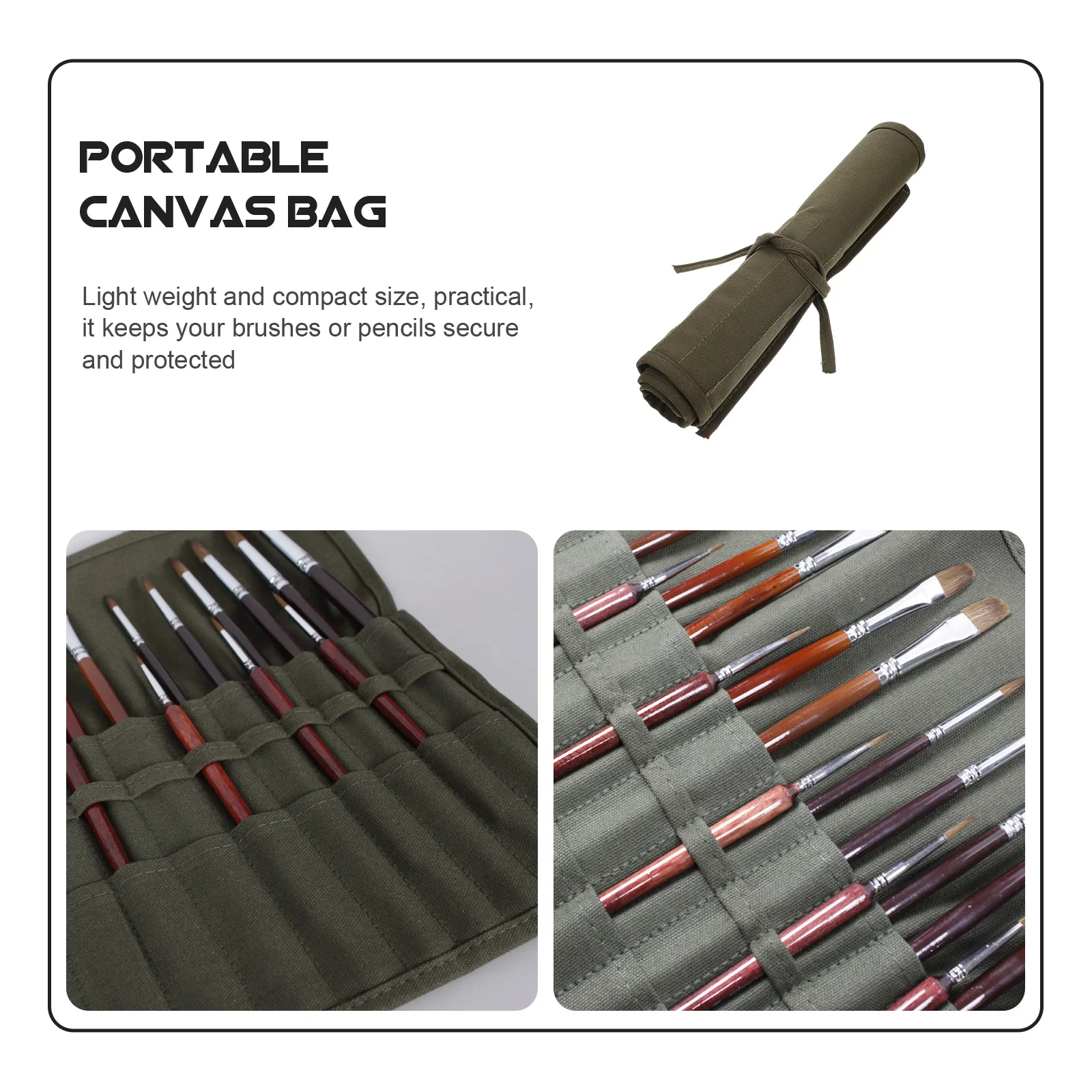 

30 Compartments Paintbrush Roll Up Organizer Canvas Bag for Art Supplies Paintbrush Organizer Makeup Brush Roll