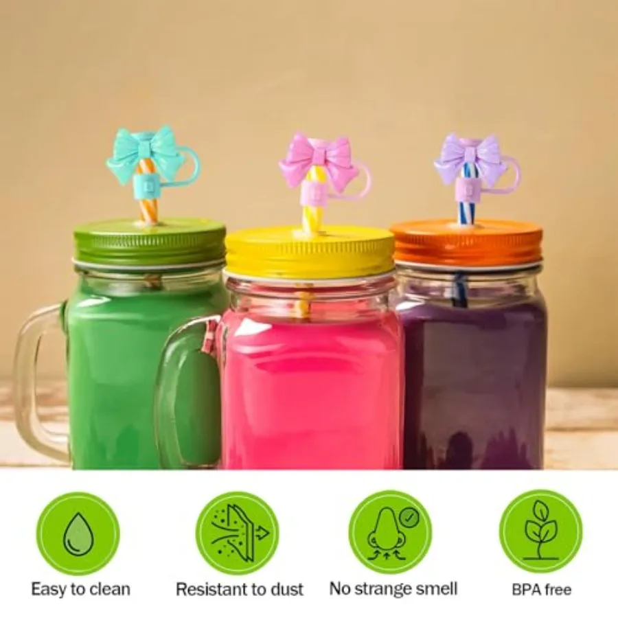 6Pcs Straw Cover for Starbucks Cup 78MM Silicone Straw Topper Cap for Tumblers Cute Bow Reusable Straw Protector Accessories Co - Image 5