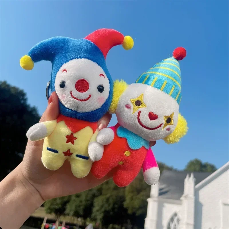 Lovely Circus Clown Doll Keychains Colorful Stuffed Toy Clown Student Schoolbag Ornament Funny Keychains