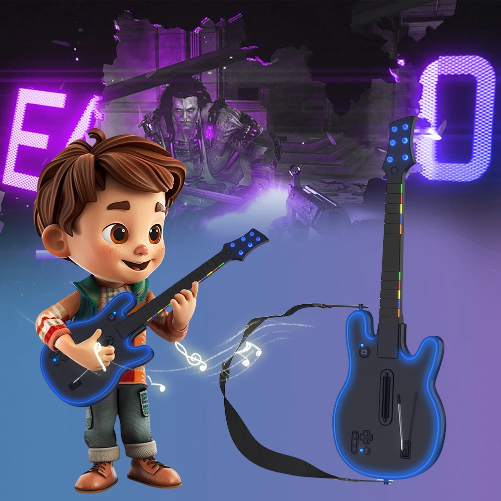 Controlador de Guitarra Inalámbrico 2.4G para PC con Correa y Dongle Inalámbrico para PS3, PC, Guitar Hero, Clone Hero