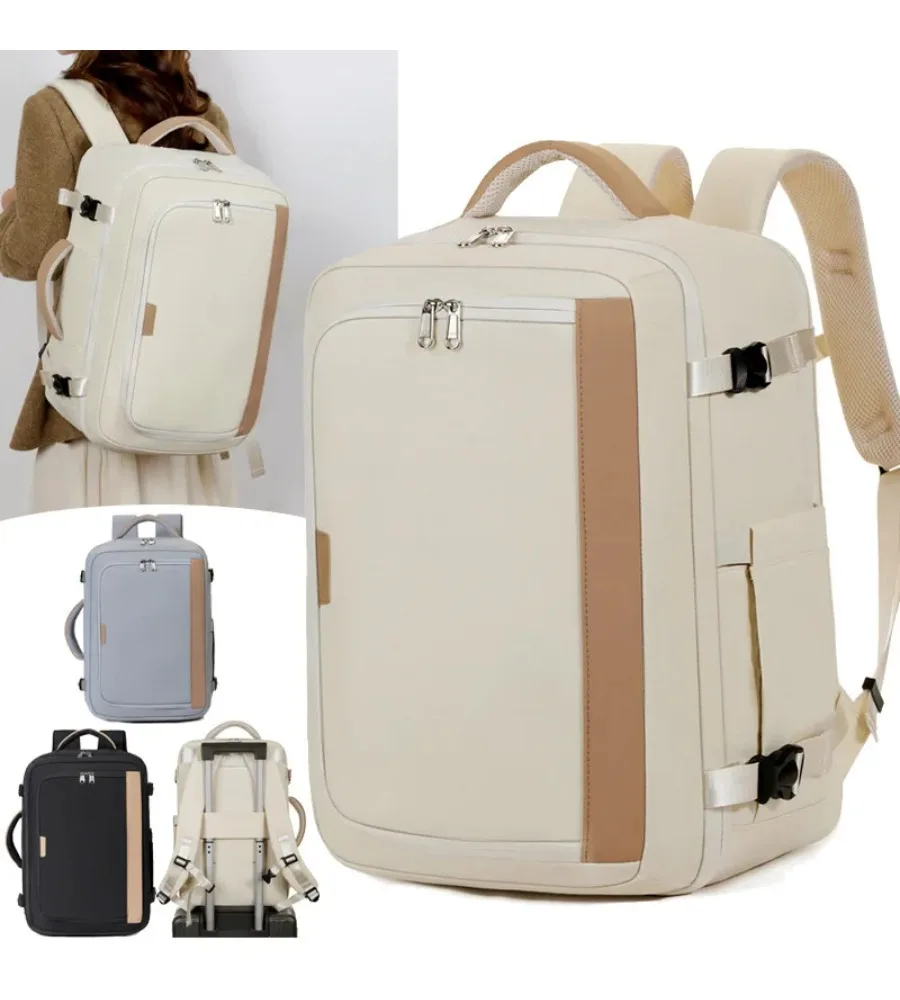 Versatile carryall with a soft neutral finish ideal for both work trips and casual weekend excursions