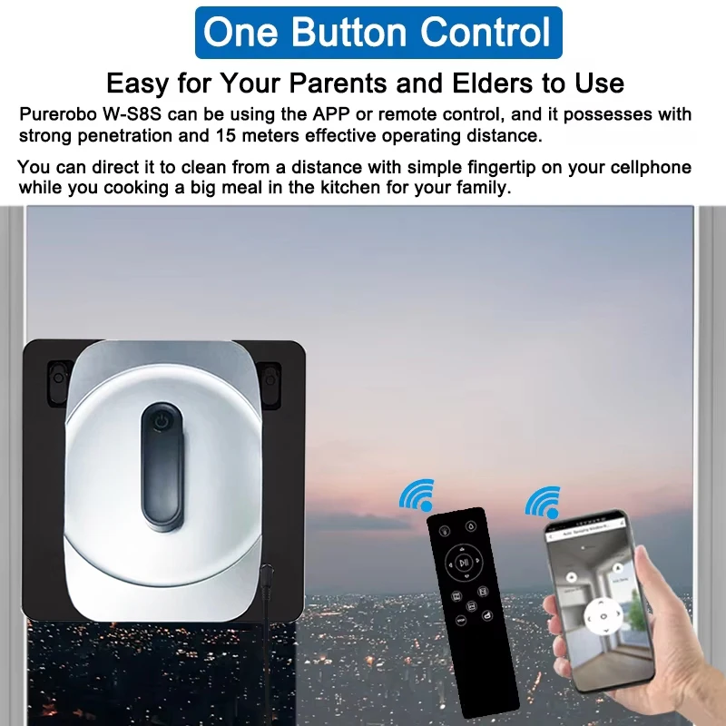 Purerobo W-S8S หุ่นยนต์ทําความสะอาดหน้าต่างพร้อมเครื่องดูดฝุ่น APP หุ่นยนต์ทําความสะอาดหน้าต่างกระจกไฟฟ้าสําหรับหุ่นยนต์ทําความสะอาดบ้านแว่นตา