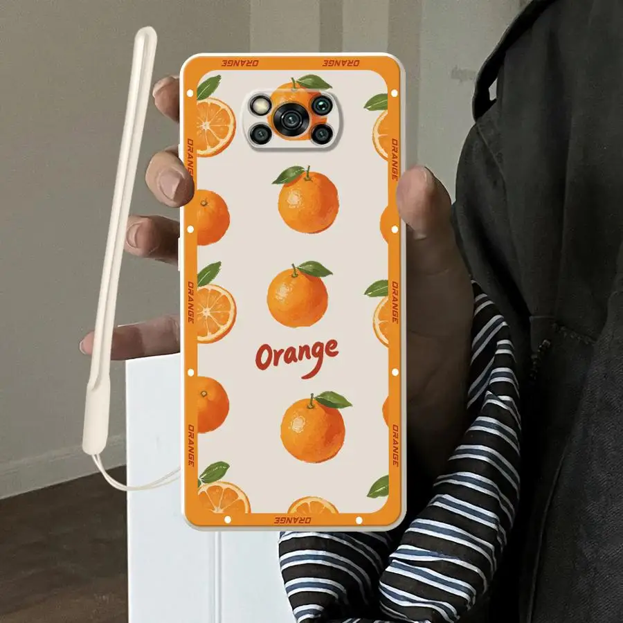 

Soft Funda Back Phone Cover Case for Xiaomi Poco F4 C85 X3 NFC F5 F3 X4 X3 Pro C71 Fruit Orange