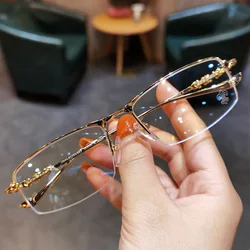 Myopia Glasses Anti Blue Light 0 To -6.0 Versatile Men's Business Glasses Half Frame Myopia Glasses Anti Blue Light Glasses