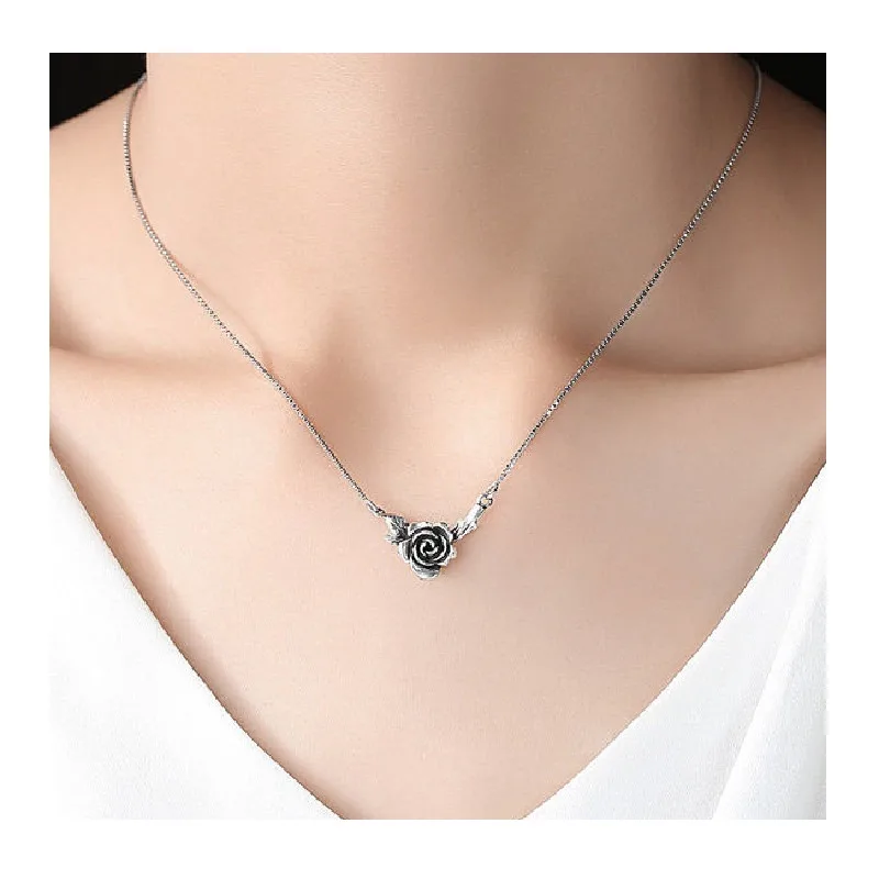 

Ожерелье Wind Thai Silver Black Rose: Модное женское ожерелье в стиле ретро, простое, с характером, в винтажном стиле