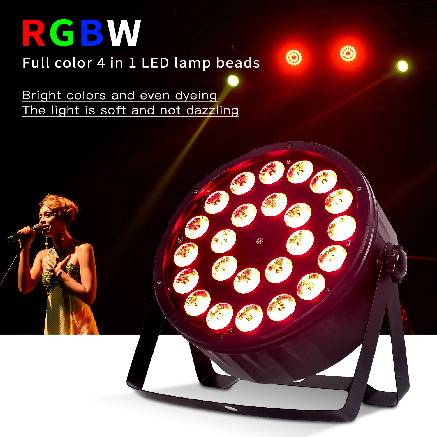 RGBWAUV LED Par Light com Controle Remoto, Plástico, Fundido, Alumínio, Refletor De Plano De Palco, 24x12W, 24x18W