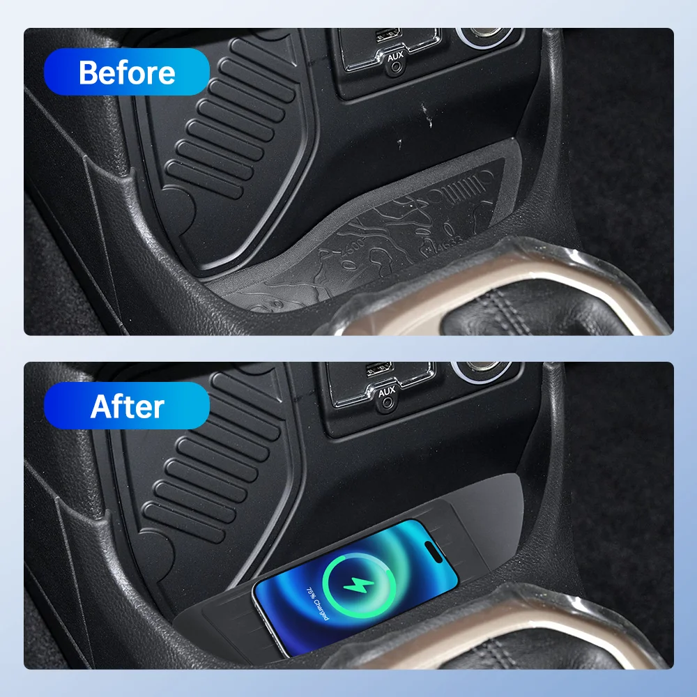For Jeep Renegade 2015 2016 2017-2022 15W Fast Wireless Charger Car Center Console Phone Holder Plate Charging Accessories