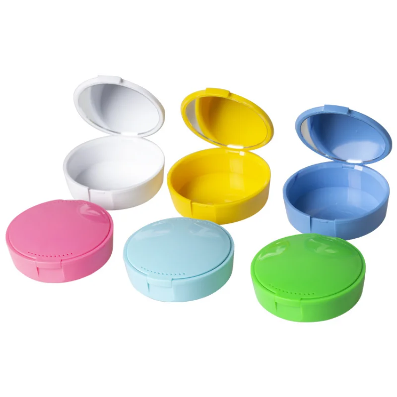 Dental circular invisible braces with mirrors, orthodontic retainer box, portable denture box, and dental storage box