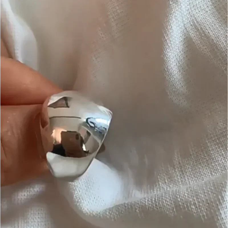 Anillo liso de Plata de Ley 925 para mujer, regalo con personalidad Punk, joyería minimalista ajustable creativa, triangulación de envíos