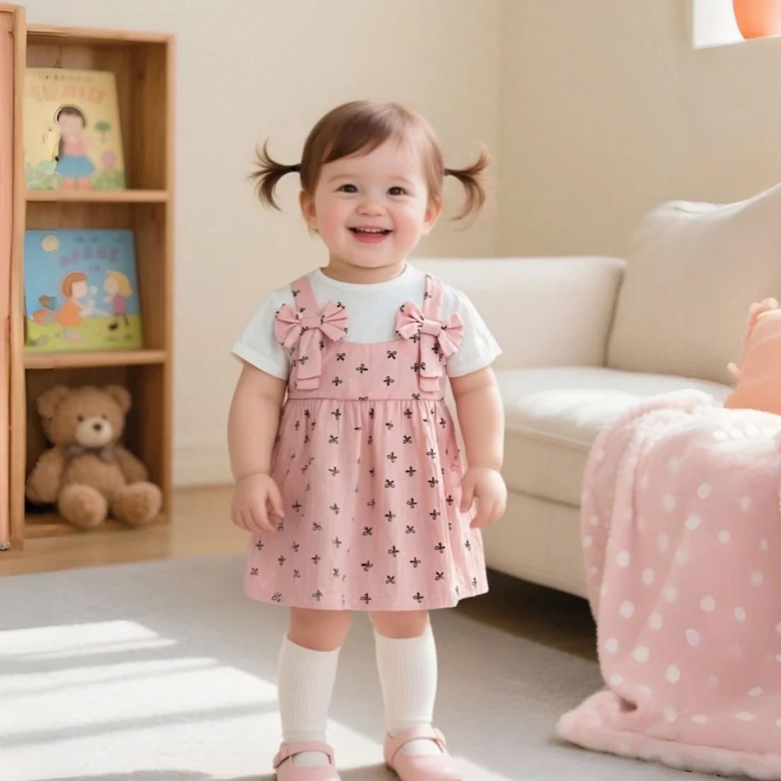 

Новое летнее платье с милым бантом для маленьких девочек, праздничный подарок для повседневных прогулок, одежда для малышей от 6 месяцев до 2 лет)