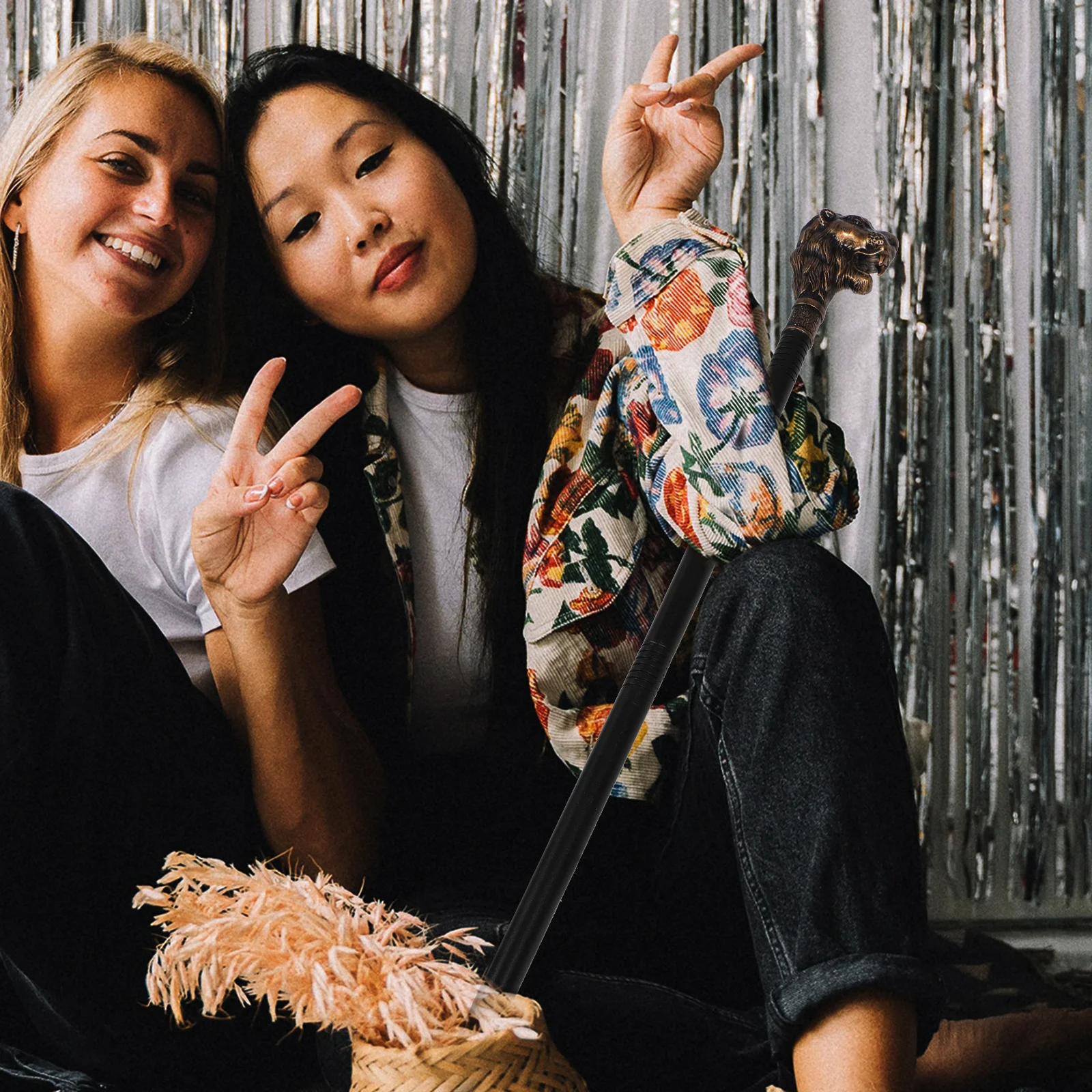 装飾的なライオンヘッド杖 ハロウィン コスプレ 杖小道具 パーティー カーニバル フェスティバル用 ユニークなデザイン 細かい質感 持ちやすい