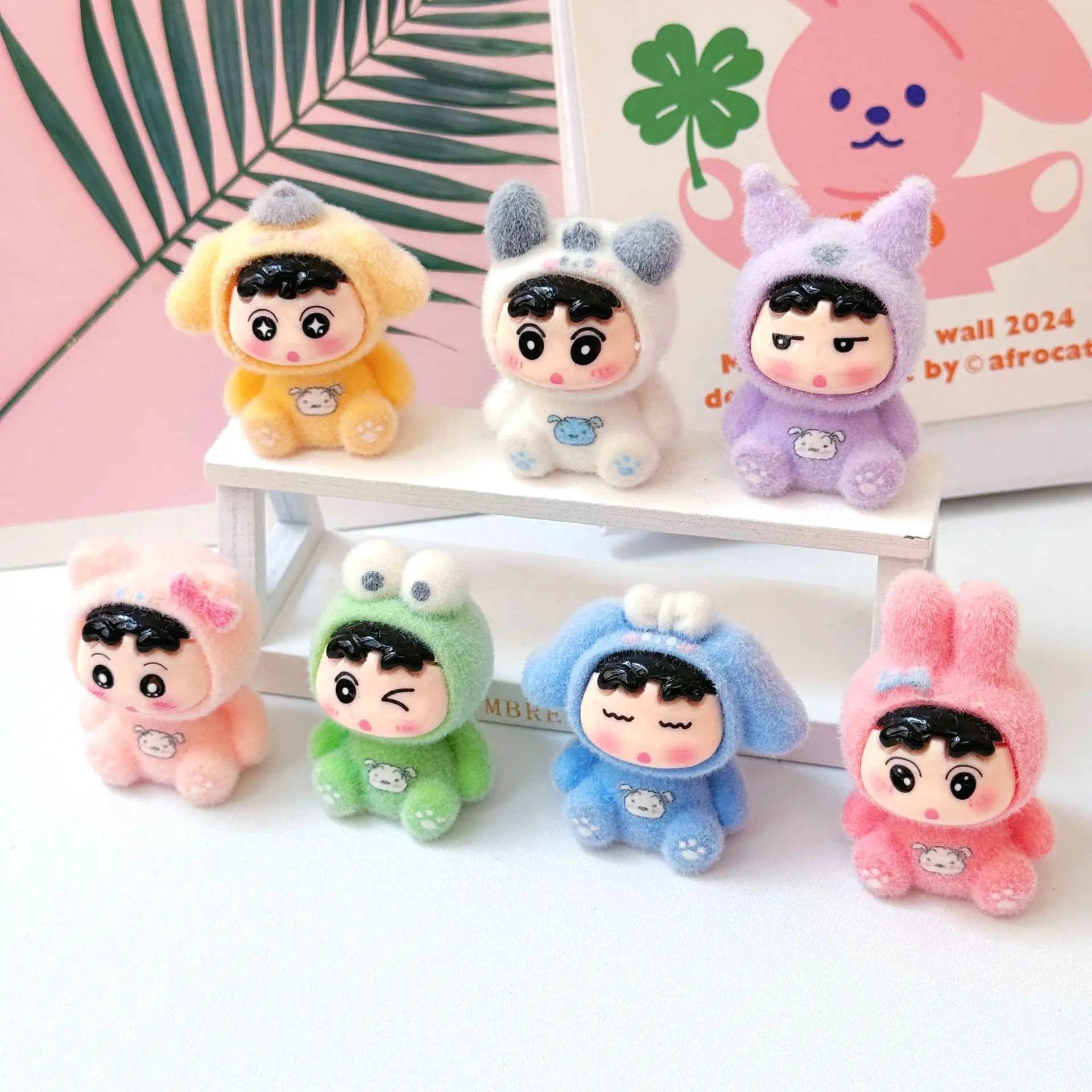 

7pcs Cartoon Shin-chan Desktop Figurines Kawaii DIY Keychain Accessories Car Decorations Gifts for Men and Women