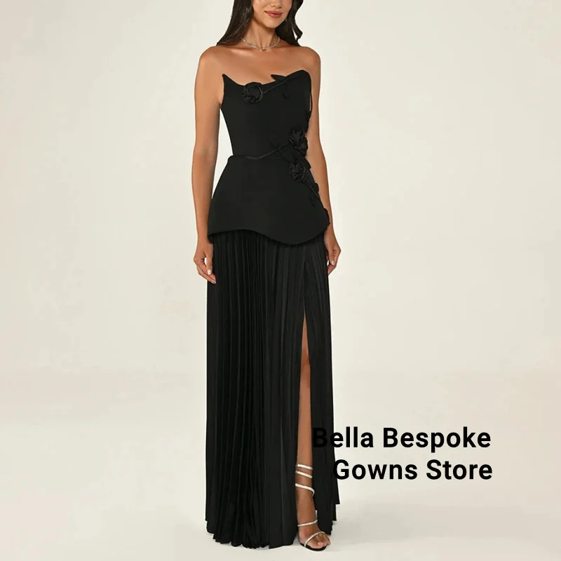 القادمون الجدد فستان سهرة مخصص بدون حمالات ألف خط الزهور جيرسي فساتين السهرة أنيقة الفخذ الشق فستان حفلات الزفاف 2025 #3