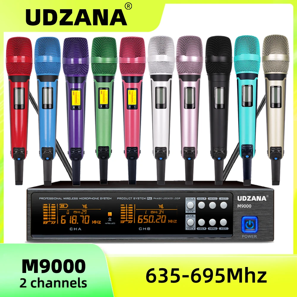 

UDZANA M9000 Karaoke Stage Performance Home KTV EW135G4 UHF Professional Wireless Dual Microphone System 2 Channel 2 Handheld