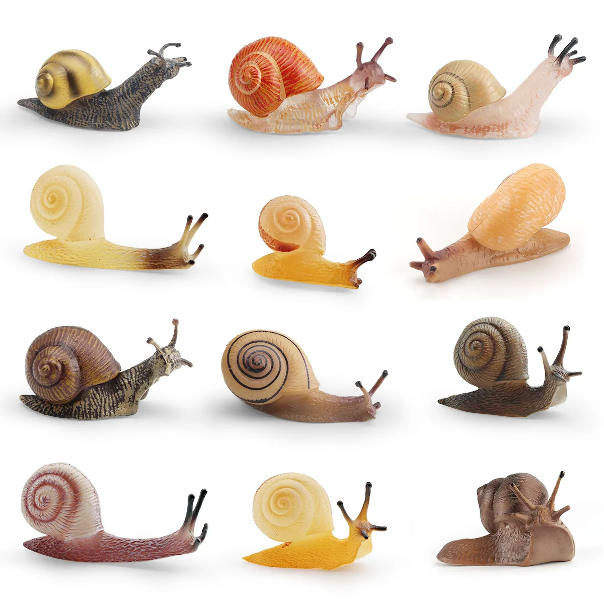 Mini Snail Figurine Simulation Snail Model Reptile Animal Model Micro Garden Decoration Miniature Ornament Home Desktop Decor