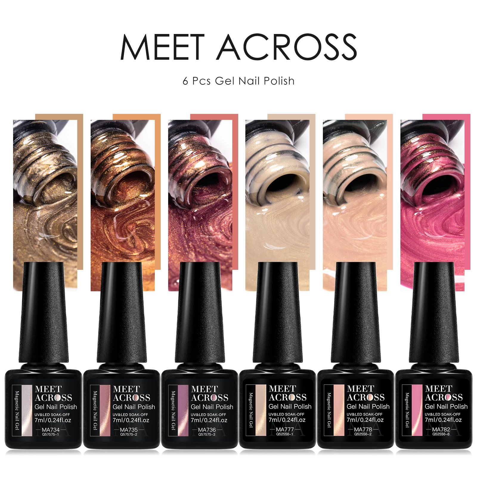 9pcs Naakt Roze Glas Cat Eye Gel Nagellak Set Glazen Kraal Effect Semi Permanente Losweken UV Gel vernis Nail Art Manicure Kit