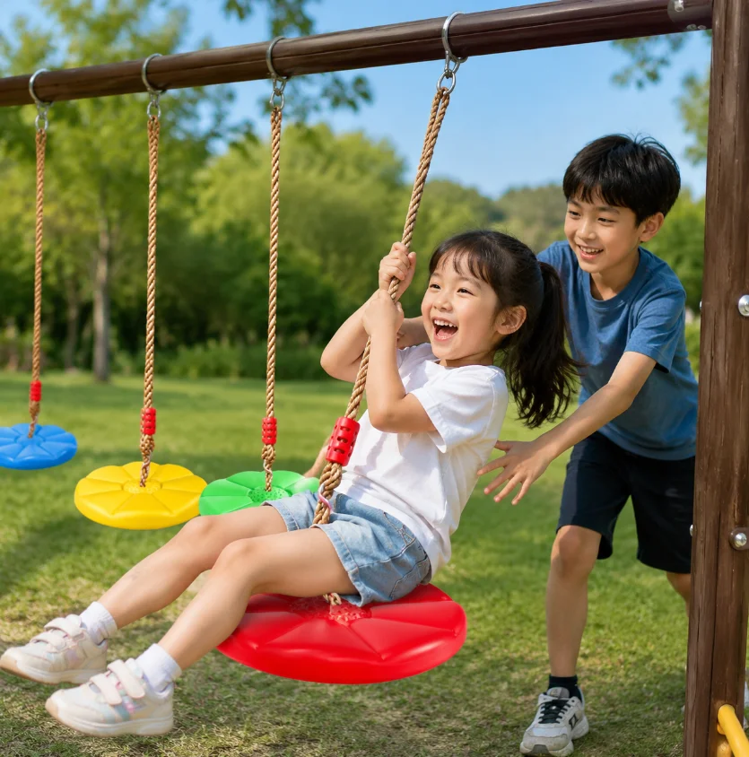 Children's Outdoor Plate Swing, Tree Swing for Indoor, Outdoor, Hanging Swing for Children up to 150 kg Height-Adjustable Toys