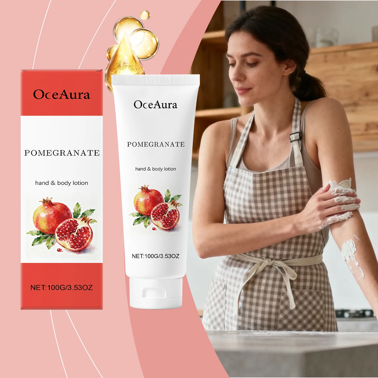 لوشن اليد والجسم بالرمان من OceAura، كريم ترطيب مرطب للبشرة الناعمة الناعمة، مغذي للعناية اليومية بالطبيعية #6