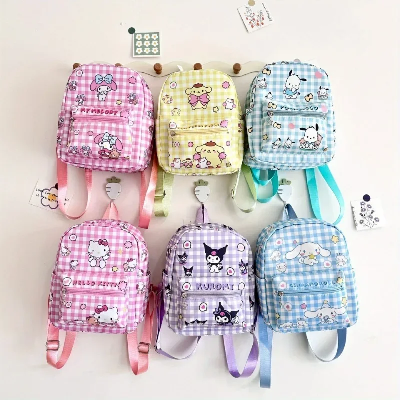 Sanrio ransel kartun anak-anak ransel sekolah Anime lucu Cinnamoroll Kuromi Melody ransel mode hadiah ulang tahun hati anak perempuan