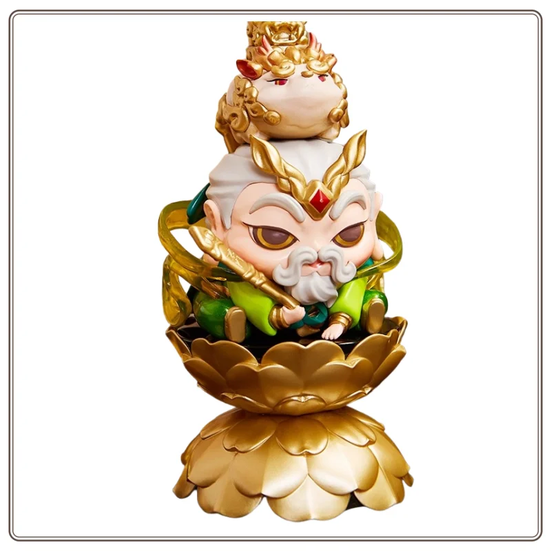 Stojak ekspozycyjny na figurki Fufu Tietie, ręcznie robiony, w stylu blind box, złoty tron lotosu, posąg Buddy z lotosem, podwyższający, mały prezent na Nowy Rok.