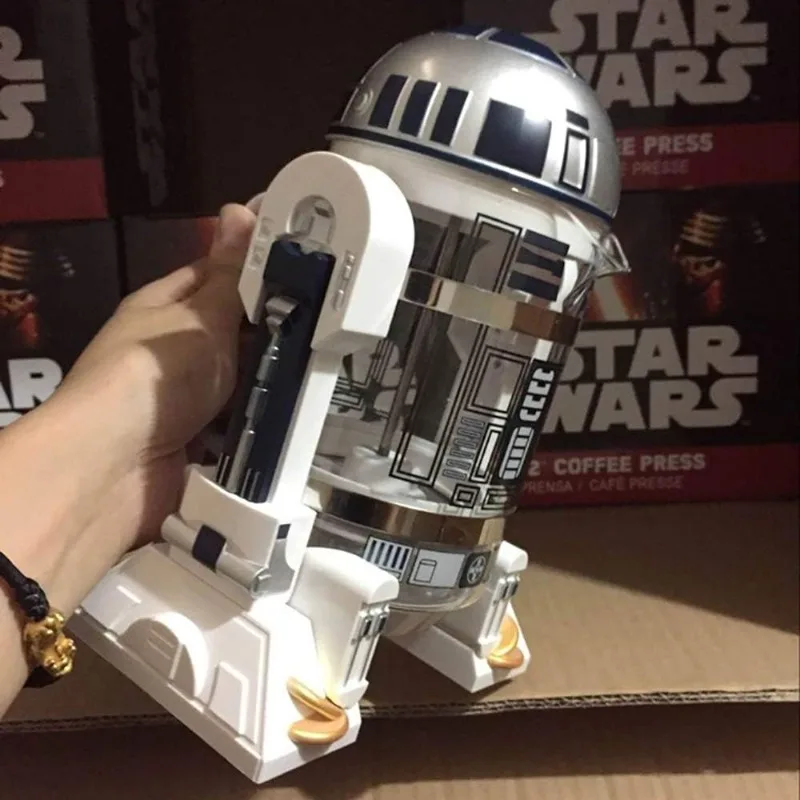 Popular.NBCDY Hand Coffee Machine, Creative Robot R2D2 Mini Stainless Steel Filter Coffee Maker, Home Insulation Pressure Pot