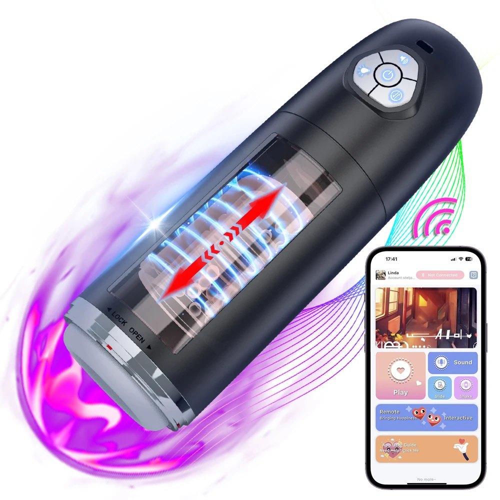 Male Masturbator Cup Automatic Telescopic Rotating Pussy Penis Exercise Real Vagina Masturbation Blowjob Adults Sex Toys for Men