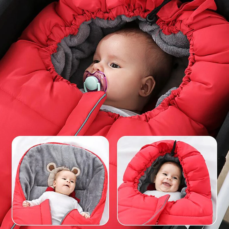 Thick Baby Swaddle Wrap Knit Envelope Newborn Sleeping Bag Baby Warm Swaddling Blanket Infant Stroller Sleep Sack Footmuff DS19