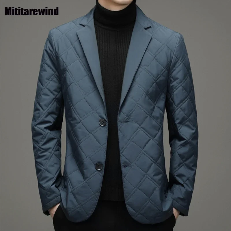 Chaqueta acolchada de un solo pecho para hombre, Parkas ligeras informales de negocios, estilo de traje, moda Simple, Otoño e Invierno