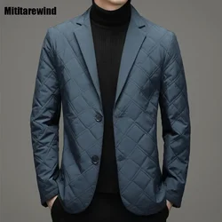 Fall Winter Men's Padding Brand Business Casual Light Parkas Coat Single Breasted Suit Style Men's Padded Jacket Simple Fashion