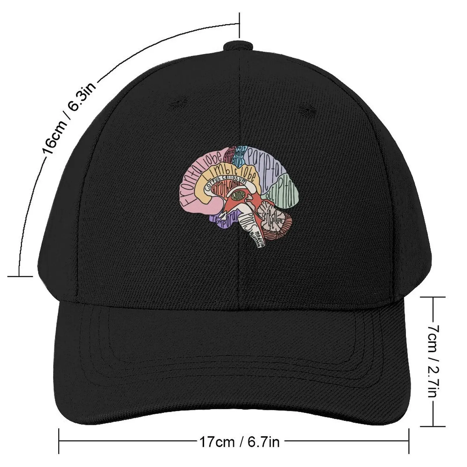 Labeled Brain Anatomy Baseball Cap Hip Hop derby hat Brand Man cap funny hat Women Hats Men's