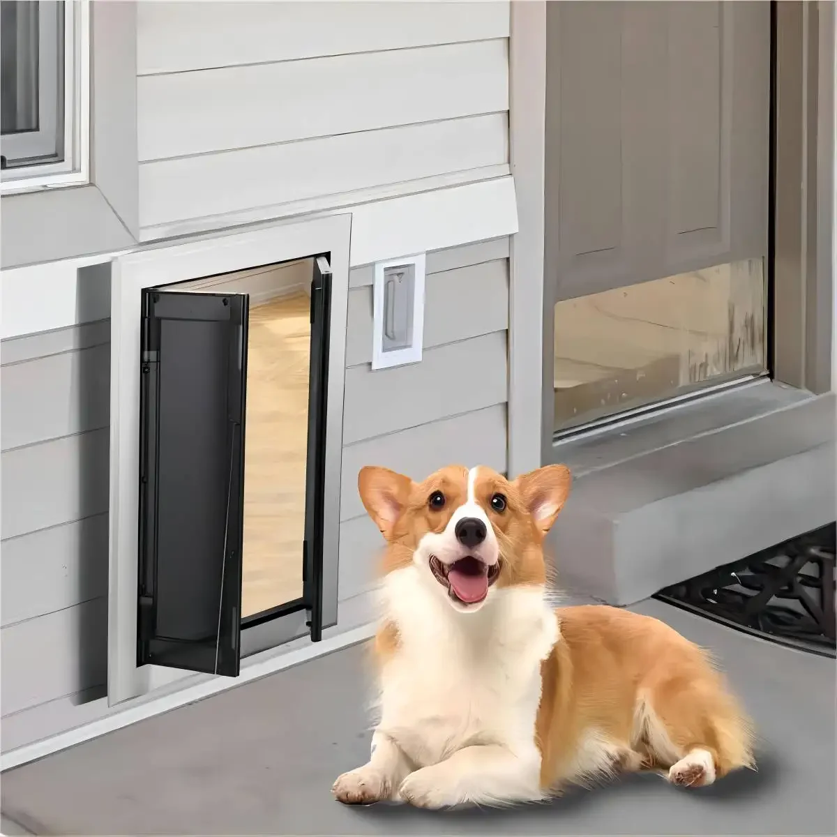 Deluxe Large Size Aluminum Alloy Double Pet Dog Doors With Sturdy Magnetic Panels Pet Doors For House Walls